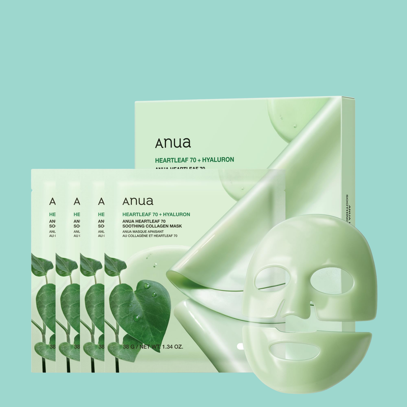 Heartleaf 70% Soothing Collagen Mask by ANUA 4 sheets — Calm. Rebuild. FOREVA.