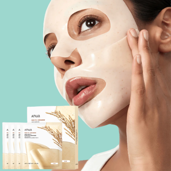 Rice 70 + Ceramide Collagen Mask by ANUA 4 sheets — Restore. Fortify. FOREVA.