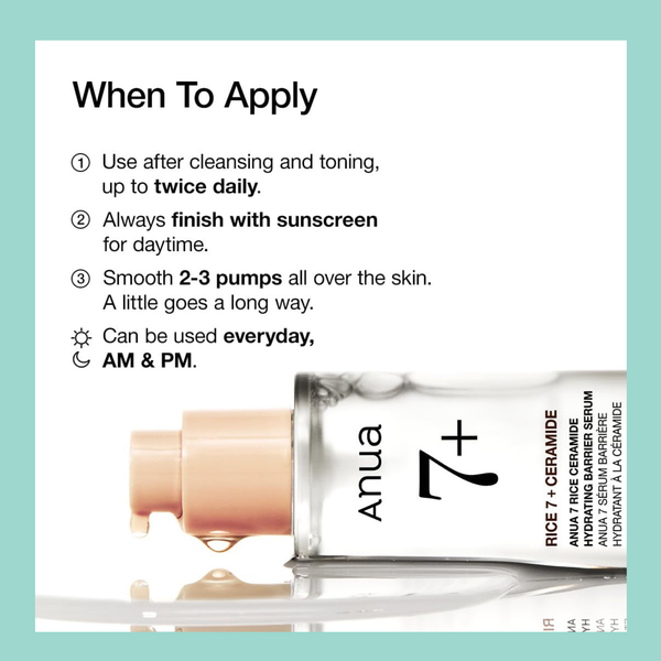 7 Rice Ceramide Hydrating Barrier Serum by ANUA 50ml — Protect. Nourish. FOREVA.