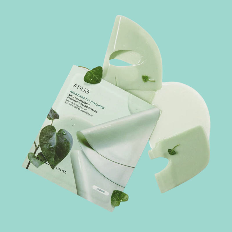 Heartleaf 70% Soothing Collagen Mask by ANUA 4 sheets — Calm. Rebuild. FOREVA.